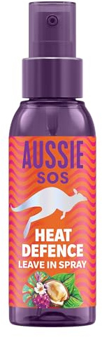 Aussie SOS Spray Protecteur de Chaleur Sans Rinçage 100ml, Démêle et Protège Contre la Chaleur Tout en Gardant les Cheveux Hydratés pendant 100H, Avec Superaliments Australiens, Formule végane