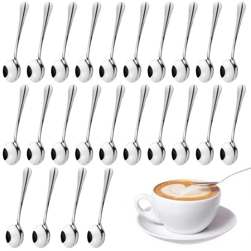 24 Pezzi Cucchiaio da Zuppa, 15.8cm Cucchiai da Minestra, Cucchiai Rotondi in Acciaio Inossidabile, Cucchiaio da Tavola, per Cereali, Porridge Frutta, Yogurt, per Zuppa Dessert Caffè (Argento)