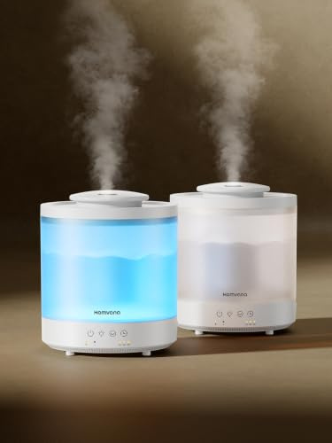 Homvana Humidifiers for Bedroom, Large Room, Cool Mist, 1.5L, 2Packs | Cool Mist Humidifier for Baby Nursery Plants Kids Home, 3-in-1 Diffuser with Auto Mode, Esserntial Oil, 7 Night Lights