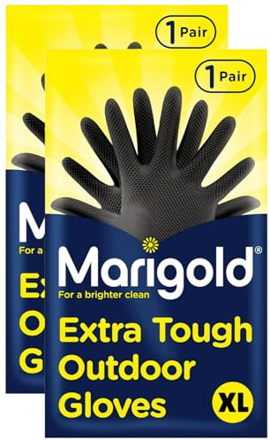 Marigold Extra Tough Outdoor Gloves XL 2 Pairs - Supple & Comfortable Heavy Duty Gloves with Roll Top Cuffs Perfect for Heavy Duty Tasks, Washing Cars, Gardening and Outdoor Cleaning