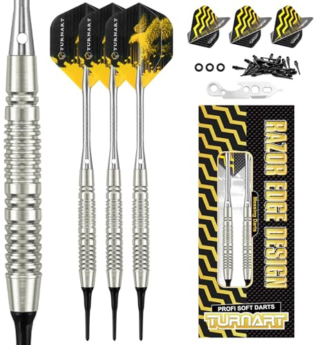 Turnart dartpilar med plastspets, 18 g mässing mjuka dart, dartpilar proffs för elektronisk darttavla, dart set med 30 st dartpilspetsar 6 flygningar, 6 flygningar, 1 verktyg och 3 O-ringar