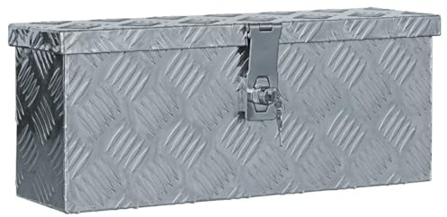 Boîte à Outils, Caisse à Outils Mallette en Métal Caisse de Rangement en aluminium 48,5 x 14 x 20 cm Argenté