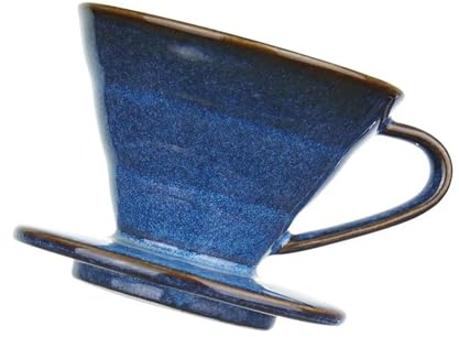 Uqezagpa Blue Glaze Ceramic Coffee Filter Cone – Pour Over Coffee Dripper, V60 Compatible Cone Shaped Filter Holder, Reusable Manual Drip Coffee Maker(S)