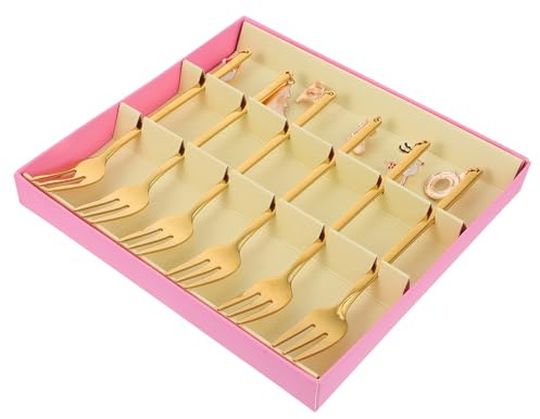 LIGIGWASH 6 Pièces Fourchettes de Dessert Acier Inoxydable Coffret Festif de Fourchettes de Noël Dorées pour Café et Sucre Ustensiles Confortables et Ergonomiques pour Fêtes