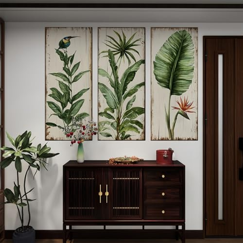 3 autocollants muraux végétaux, autocollants muraux des plantes vertes, autocollant muraux végétaux pour le salon, chambre, salle de bain et le bureau