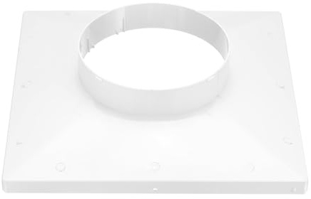 PATIKIL 280mm to 150mm Duct Connector Flange, Plastic Square to Round Straight Ceiling Diffuser Adapter for Air Heating Cooling Ventilation System HVAC Exhaust Fan Dryer Vent, White