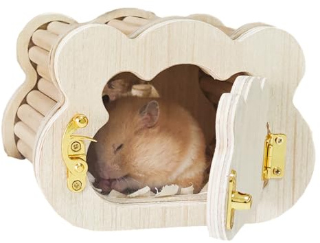 Maison en Bois pour Petits Animaux – Jouet Comestible, abri en pin, Adorable Maison pour rongeurs, Hamster, Gerbille, Habitat Compact pour Regarder