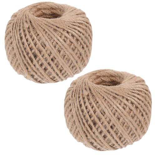 EXCEART Cuerda Tejida a Mano de Yute Natural 3 Mm, 2 Rollos 100 Metros, Cordel para Manualidades, Embalaje y Jardinería, Resistente y Multiusos para Decoración y Bricolaje