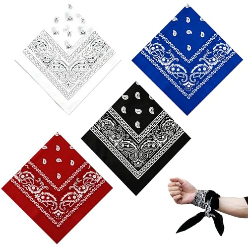 SKKWOPE 4PCS Set Herren Damen, Bandana-Tuch Paisley Design, Paisley Tuch | großes Dreieckig Bandana Halstuch Kopftuch Biker Multifunktional Outdoor Sport Alltag Halstuch Biker