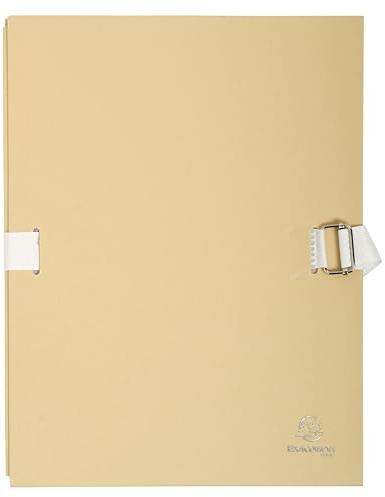 Exacompta - Ref. 370E – Cartón de 10 carpetas con respaldo extensible de papel de tela de color – Respaldo extensible hasta 13 cm – Cierre por correa – Tamaño de 24 x 32 cm – para tamaño A4 – Color