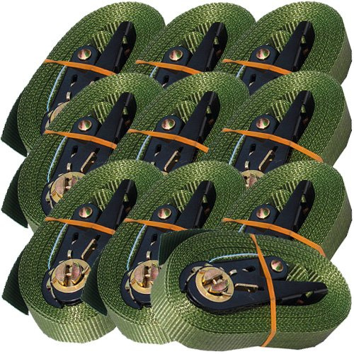 MGS SHOP 10 Zurrgurte mit Zurrratsche 6 m 0,8 t EN 12195-2 Zurrgurt 6 m