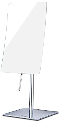 DOWRY 5X Tabletop Magnifying Makeup Mirror Adjustable Rectangular Vanity Mirror for Bedroom 304 Stainless Steel Gifts for Women Wife Mom Teengirls Mothers Day Polished Chrome