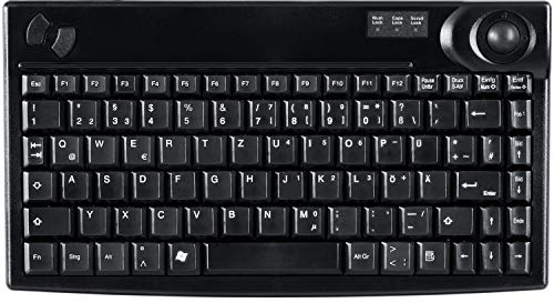 Active Key AK-440-TU-B/GE Kleine Trackball Tastatur, Industrie 4.0, USB Schwarz