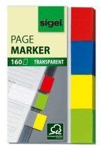 SIGEL Haftmarker Transparent - 50 x 20 mm, 4 Farben, 160 Streifen; Packungsinhalt: 4 Farben