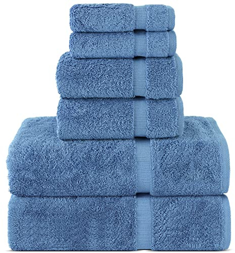 Chakir Turkish Linens Luxury Spa and Hotel Quality Premium Turkish Cotton 6-Piece Towel Set (2 x Bath Towels, 2 x Hand Towels, 2 x Washcloths)