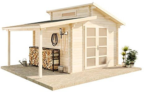 Alpholz Gartenhaus Aktiva mit Schleppdach 490x360cm Naturbelassen 40mm