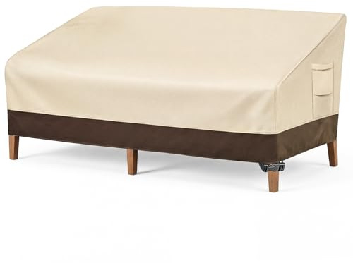 Vailge Heavy Duty Patio Sofa Cover, 100% Waterproof 3-Seater Outdoor Sofa Cover,Lawn Patio Furniture Covers with Air Vent and Handle,79 Wx 37 Dx 35 H,Beige&Brown
