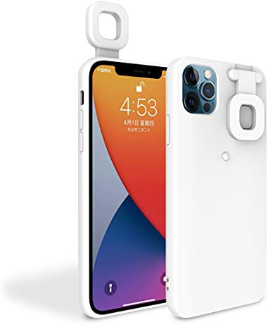 JOMAE-Shop Fill Light Phone Case,Selfie Ring Light Case Compatible with iPhone 11 Pro Case for Live Stream/Beauty/Makeup/Video,LED Illuminated Selfie Luminous Flashlight Cellphone Case Cover(White)