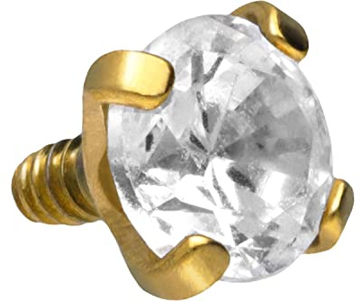 PIERCINGLINE Titan Schraubaufsatz mit Außengewinde 0,9 mm EINGEFASSTER KRISTALL Piercing Aufsatz Ersatz Farb & Größenauswahl