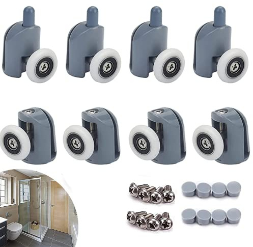 Achengqi 8 Stück Schiebetürrolle Duschtürrolle Rolle für Glastüren Duschtür Riemenscheibe,Ersatzteile für Badezimmertürrollen Rolle für Glastüren Badezimmertüren(Single Wheel)