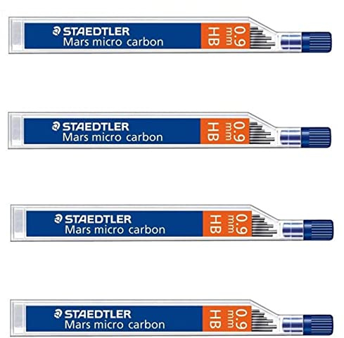 STAEDTLER Mars Micro Carbon 250 HB-Bleistiftminen, 0,9 mm, 4 Röhren/Packungen (48 Minen) HB, 4 Stück