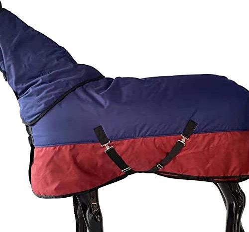 HARICSET Abschwitzdecke Pferd Weidedecke Winterdecke Pferd Wasserdicht Weich Bequem und Warm Langlebig Bordeaux(Size:125cm(49in),Color:Navy blau)
