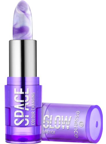 essence SPACE GLOW COLOUR CHANGING LIPSTICK, Violett, Expressergebnis, farbanpassend, schimmernd, vegan, ohne Alkohol, ohne Parabene, ohne Mikroplastikpartikel, 1er Pack (3.2g)