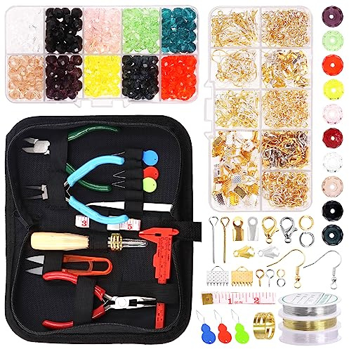 Swpeet 1253Pcs Schmuck Making Supplies Kit Mit Werkzeugen, 3 Farben Zange, Drähte, 20 Styles Findings, 10 Farben Perlen, Ahle, Pinzette, Thimble Ring