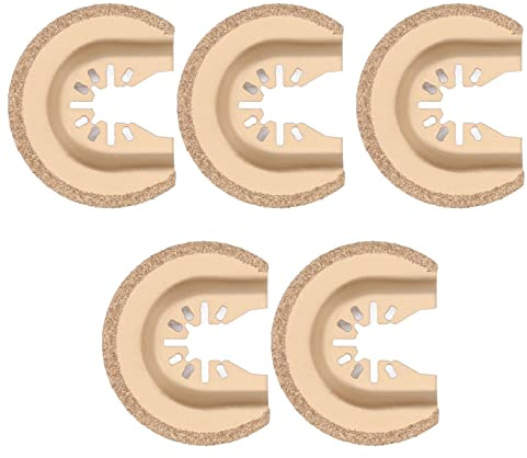 5Pcs Semicircular Oscillating Tool Blades, Diamond Carbide Oscillating Multi Tool Semi Circle Finger Segment Swing Grit Grout Saw Blades