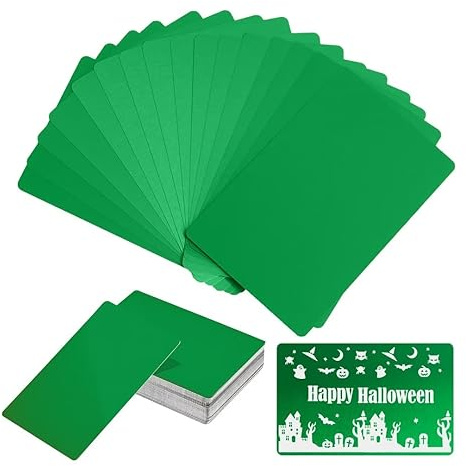 FONLAND 50 Stück Metall Visitenkarten, 10 Farben 0,4 mm Metall Karten für Blank Aluminiumlegierung Lasermarkierung Graviertes Visitenkarte für Business Office DIY Geschenkkarten
