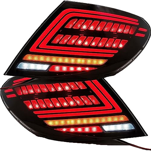 RUGPDA Auto Rücklicht Für Benz W204 2007 2008 2009 2010 2011 2012 2013 2014, Auto Heckklappe Rückleuchten Multifunktion wasserdichte Bremslichter Beleuchtung Autoteile