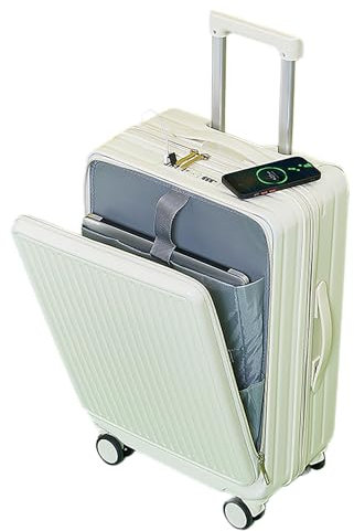 GACHA Luggage Set, Approved 20'' Lightweight Suitcase Luggage Trolley,Carry-On Suitcase Vanity Case Hard Shell,Built-in Combination Lock, Suitcases with Wheels Carry,White,24