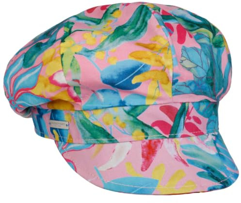 Seeberger Colour Flowers Ballonmütze Schirmmütze Schildmütze Baumwollcap Baker-Boy-Mütze Newsboy Cap Damen - mit Schirm, Futter Sommer Frühling-Sommer