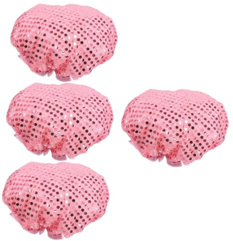 POPETPOP 4stücke Sequin Badekappe Wasserdichte Duschhaube Für Damen Extra Große Haarabdeckung Elastisch Und Wiederverwendbar Geeignet Für Langes Haar Und Verschiedene Kopfgrößen Für