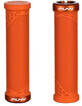 Funn Hilt JR Mountainbike-Lenkergriffe mit Einzelklemme, Fahrradlenker-Verriegelungsgriffe mit 19 mm Innendurchmesser, Kurze Fahrradgriffe für Jugendliche, Mädchen und Jungen (Orange)