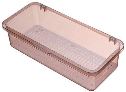 Flatware Tray, Dustproof Flatware Tray with Lid and Drainer Transparent Silverware Tray Flatware Organizer Cutlery Tray for Spoons Forks(Pink)