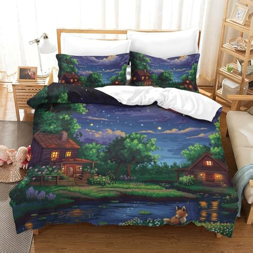 Lorolivier Night View Set Di Biancheria Da Letto Stampato in 3D Con Federa, Fodera Per Piumino Da Con Chiusura A Cerniera, Microfibra Morbida Adatto A Bambini Adulti Double（200x200cm）