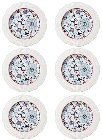 MYOLIO Plato de cena, 6 Piezas Cerámico Plato de aperitivo Seguridad Hornos de microondas disponibles Plato de almuerzo de porcelana for Carne de Vacuno Bistec Ensalada Postre Pasta(9.5 inch)