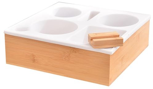 Vassoio per tazze da divano a 360 gradi, porta bevande rimovibile e organizer | Vassoio in legno per snack con portabicchieri, ideale per mangiare sul divano, sul letto, sulla barca o sulla spiaggia -