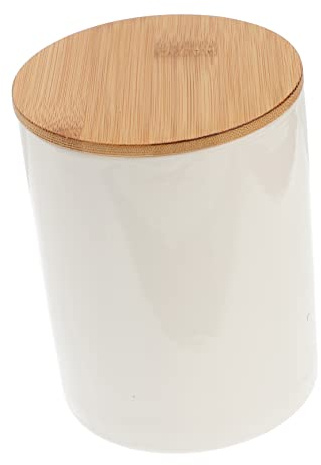 OFFSCH Barattolo Ermetico Contenitore Sigillato in Ceramica Bianco la Conservazione degli Alimenti Coperchio in Legno per Tè e Caramelle, la Conservazione a Casa