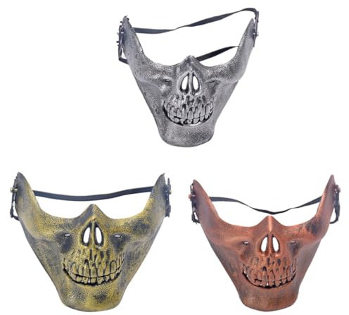 TOYANDONA Lot de 3 Demi-Masques Squelette Crâne pour Halloween, Bal Masqué