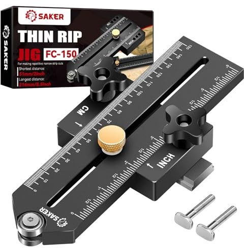Saker Thin Rip Jig Table Saw Jig Guide, Making Repetitive Narrow Strip Cuts, Fit for 3/4 x 3/8 Slots, for Table Saw Band Saw Router Table Black