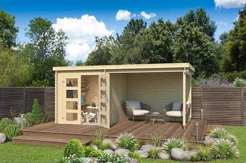 Buttercup Farm Long Beach-Log Cabin, Wooden Garden Room, Timber Summerhouse, Home Office - L492.2 x W254.9 x H216.6 cm