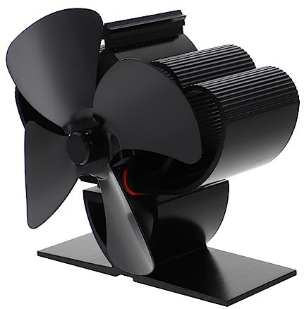 OUNONA 1 Pz ventilatore del ventilatore della stufa del piccola ventola della stufa termoventilatore per caminetto Lega di alluminio Black