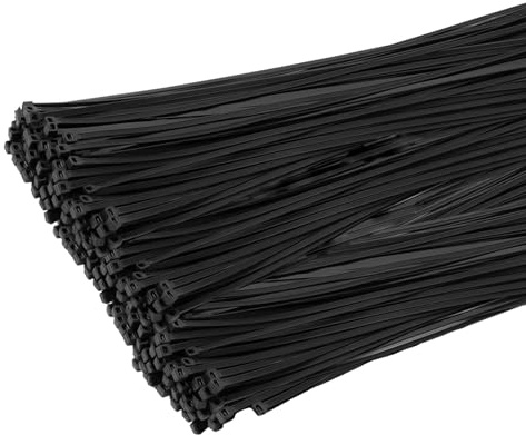 JIAYUET 250 Pack Black Cable Zip Ties, 450 x 4.8mm Self-Locking Nylon Zip Ties for Industrial and Home Use