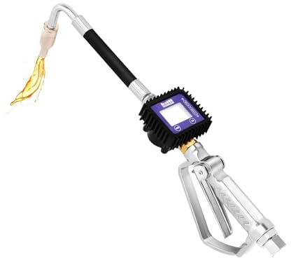 Oljepistol oljemätare, oljedispenser, oljedispenser, mätpistol, LCD-display, gummislang lämplig för motorolja, växellådsolja, diesel, bensin, med 58 cm, längd 15 mm, utloppsdiameter 45 bar