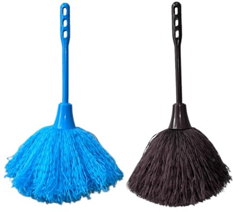 ​​2-Pack Microfiber Feather Duster Set - 30cm Duster on a Stick for Delicate Surfaces, Reusable & Washable (Blue & Brown)​