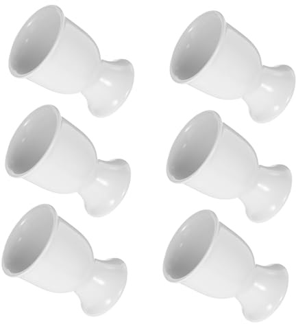 DIYEAH 6 Pezzi Portauova in Ceramica Bianca Supporti per Uova Sode e Morbide Porta Uova Antiscivolo per Tavola e Organizzazione Cucina