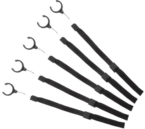CLISPEED 5 pièces Dragonne Poignet Canne Marche Élastique Réglable Compatible Accessoires Canne et Bâtons de Marche Noir