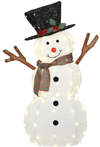 Outsunny LED Schneemann 108 cm Weihnachtsdeko mit Stahlrahmen, IP44